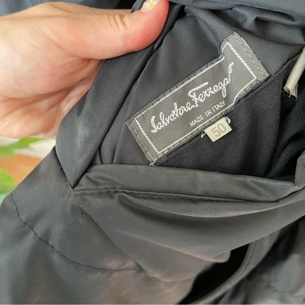 Salvatore Ferragamo Vintage 2000 Black Leather Reversible Puffer Coat IT50/US40